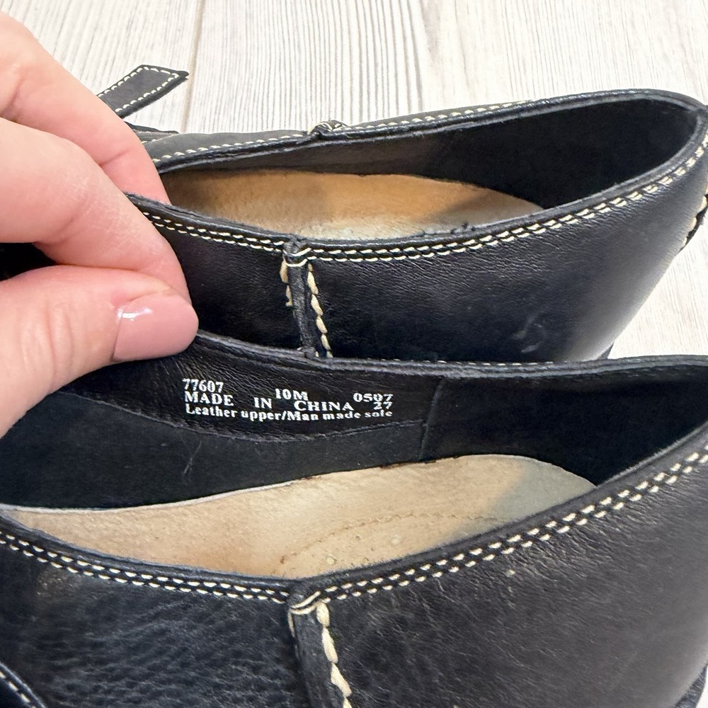 Clark's Women's 10M Black Leather Mary Jane Loafer Shoes Comfort - Picture 3 of 9